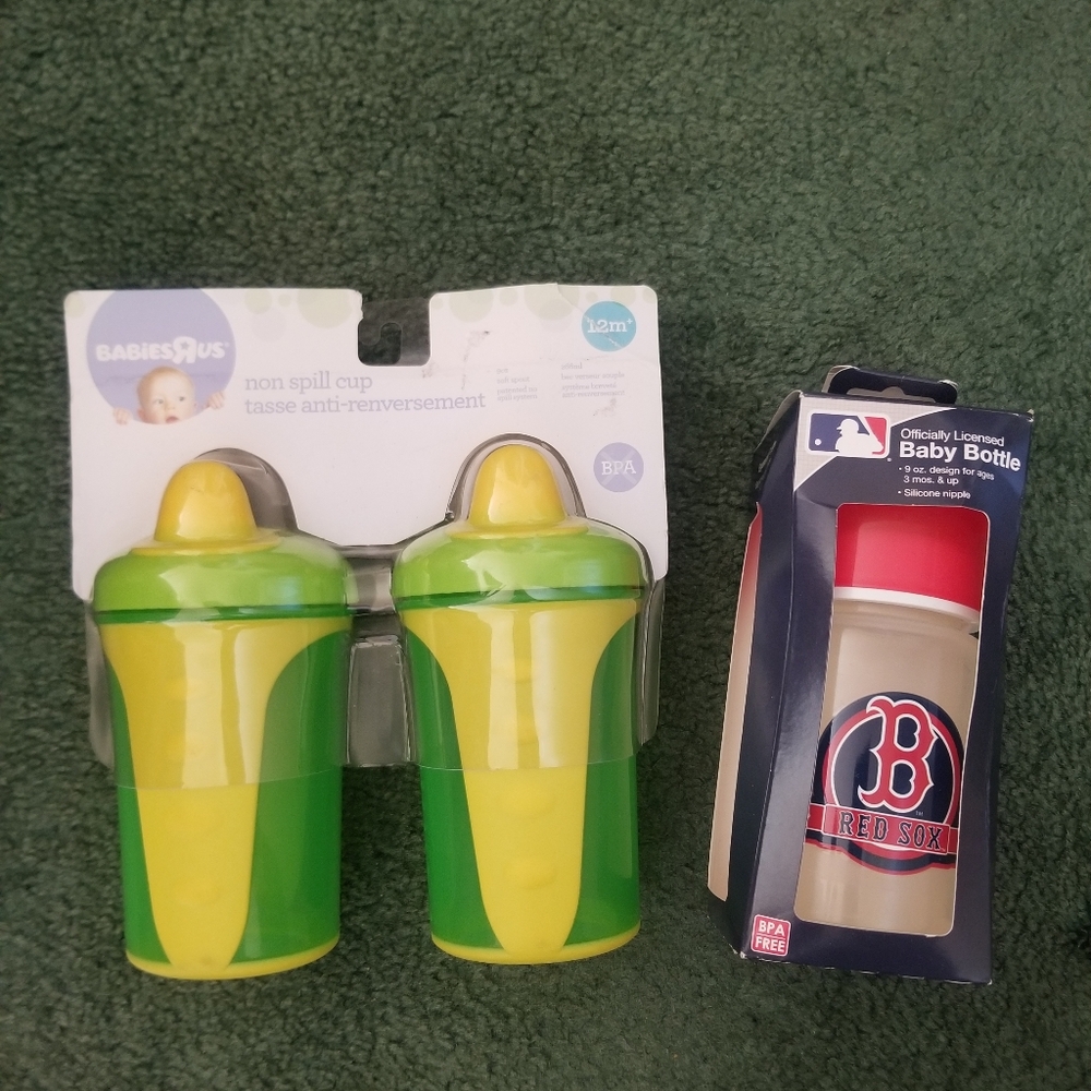 Baby Fanatatic Boston Red Sox Baby Bottle & Babies R Us Non Spill Cup Bundle